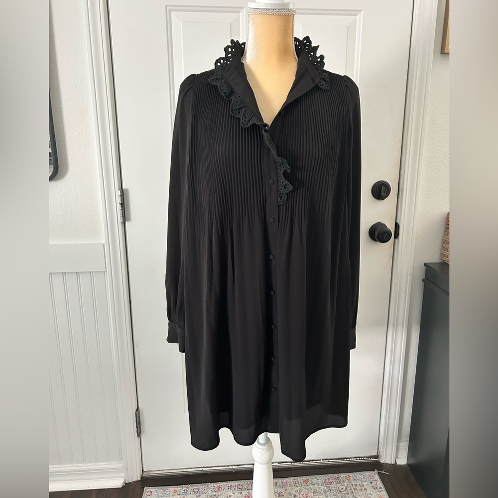 Sézane Camelia Mini Dress Black Size 34 | Paris Chic
